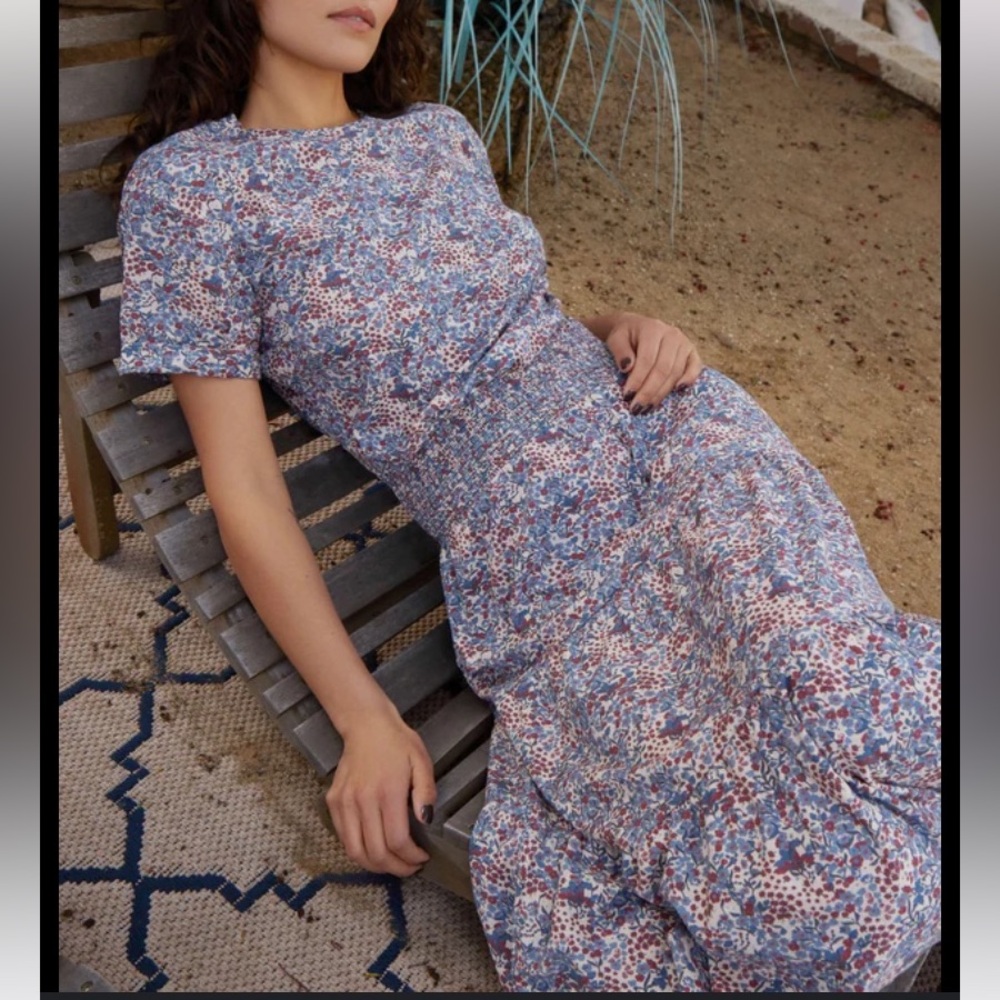National LTD Martine Casual Peasant Midi Dress